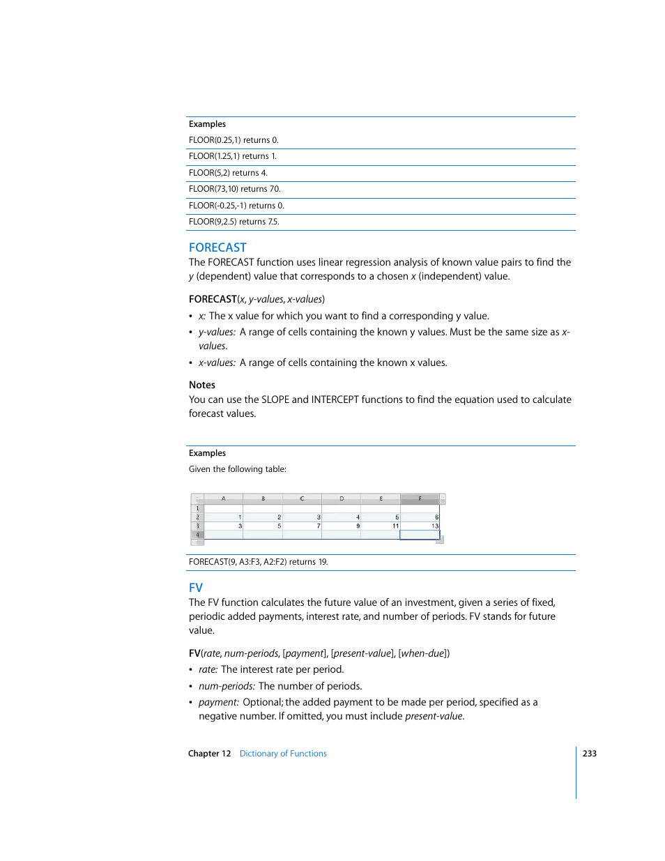 Forecast | Apple Numbers '08 User Manual | Page 233 / 295