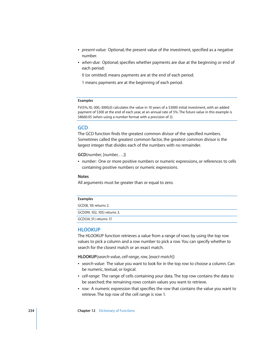 Hlookup | Apple Numbers '08 User Manual | Page 234 / 295