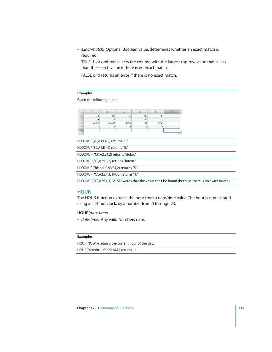 Hour | Apple Numbers '08 User Manual | Page 235 / 295