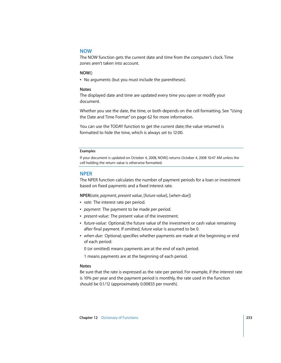 Nper | Apple Numbers '08 User Manual | Page 253 / 295