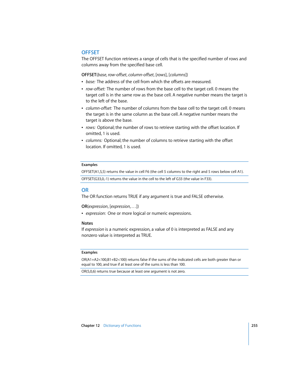 Offset | Apple Numbers '08 User Manual | Page 255 / 295