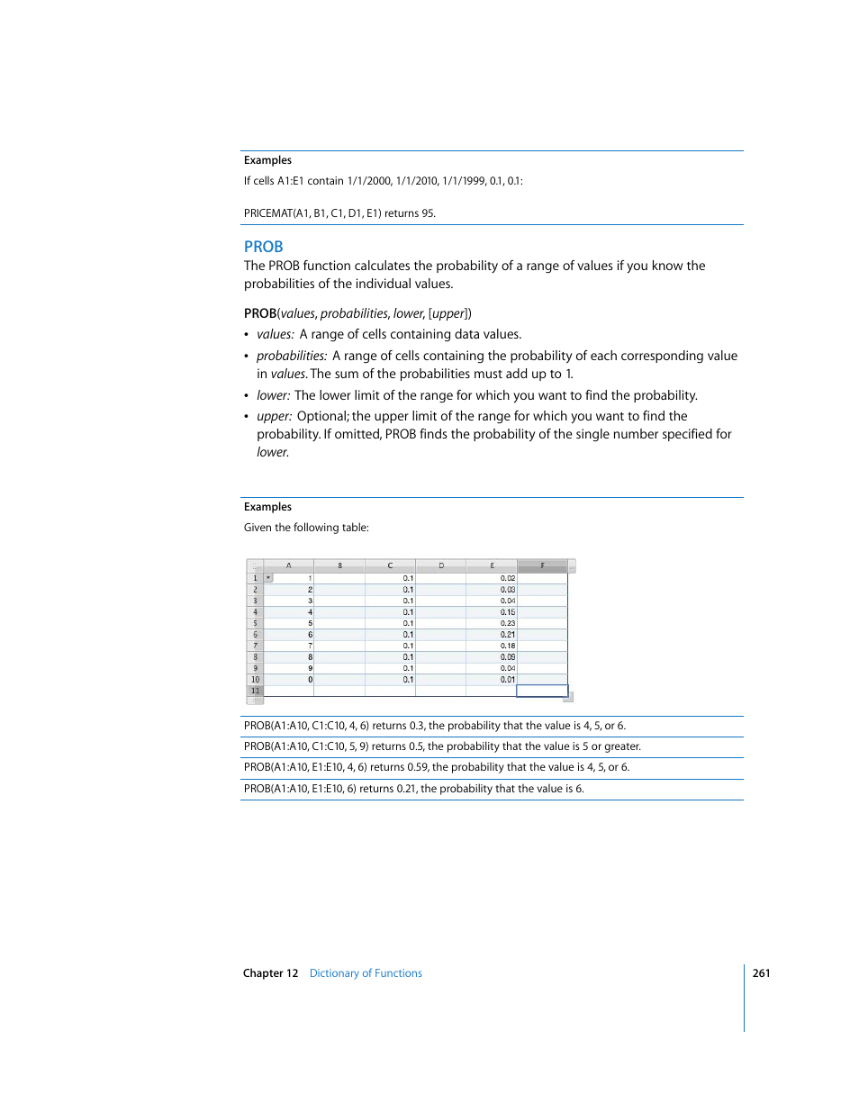 Prob | Apple Numbers '08 User Manual | Page 261 / 295