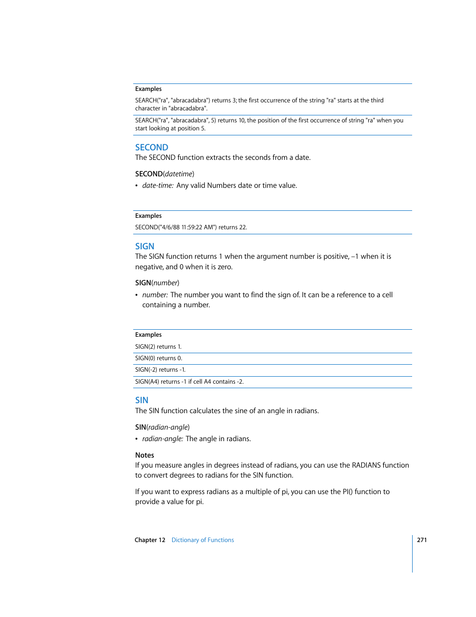 Second, Sign | Apple Numbers '08 User Manual | Page 271 / 295