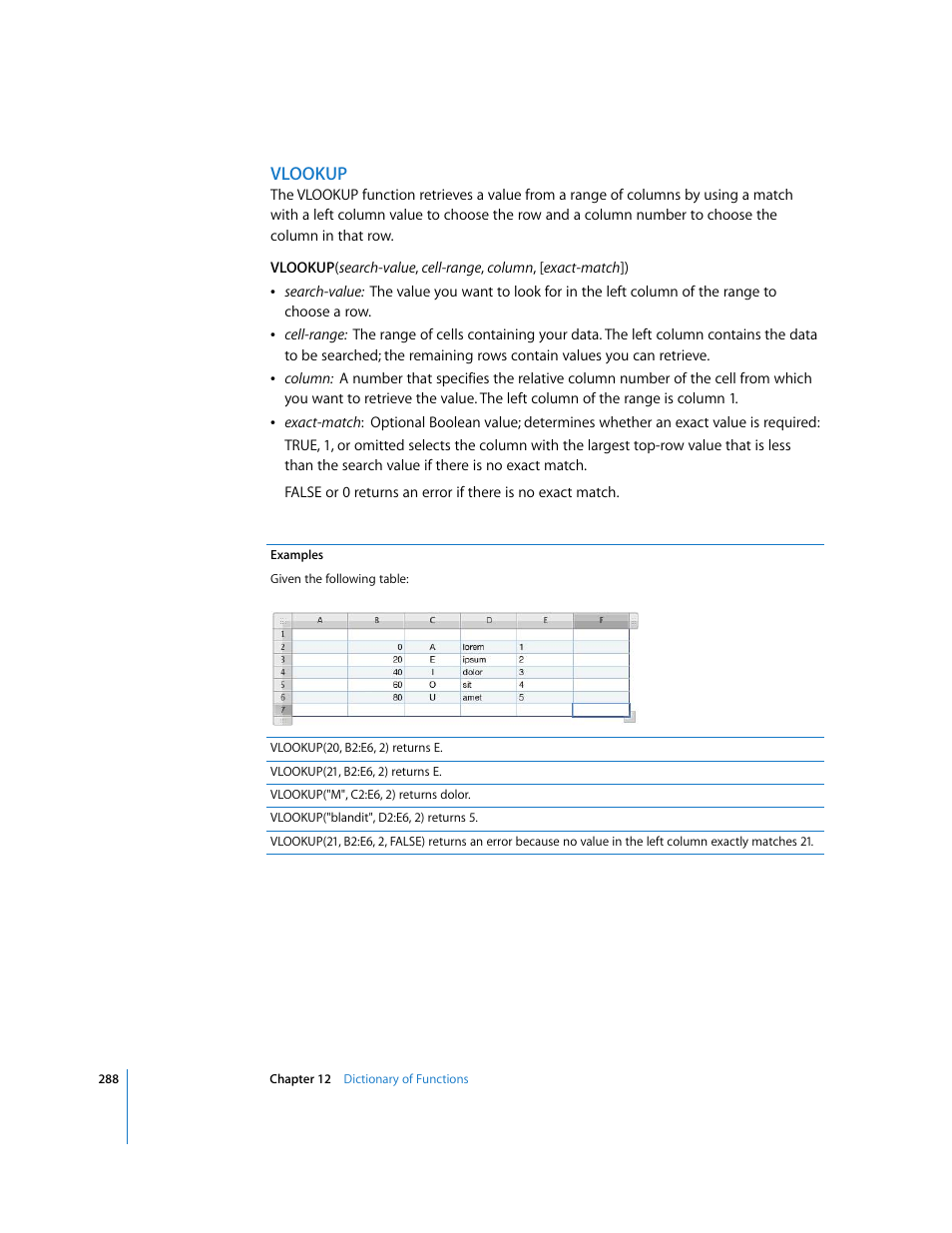 Vlookup | Apple Numbers '08 User Manual | Page 288 / 295