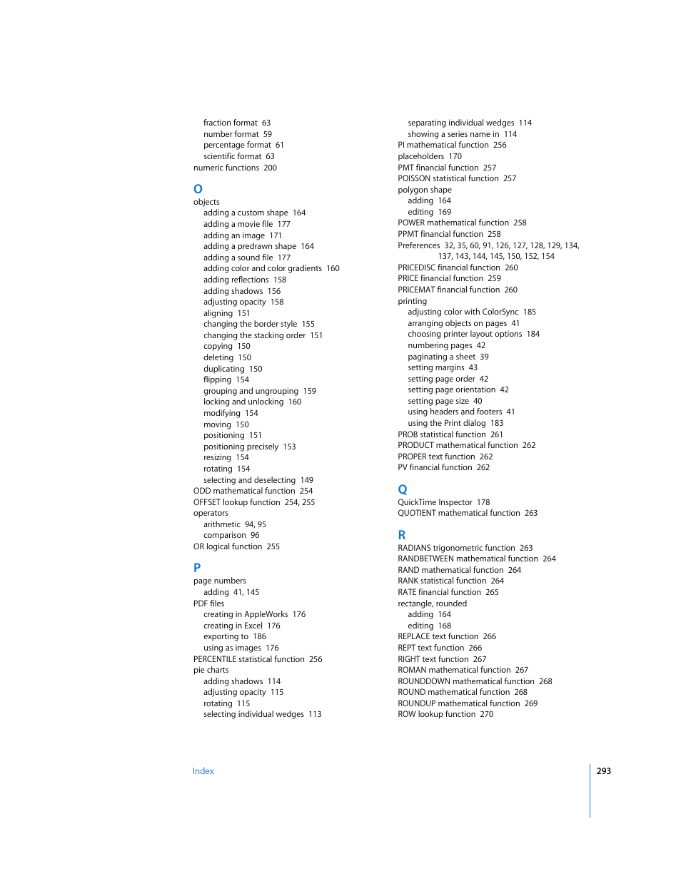 Apple Numbers '08 User Manual | Page 293 / 295