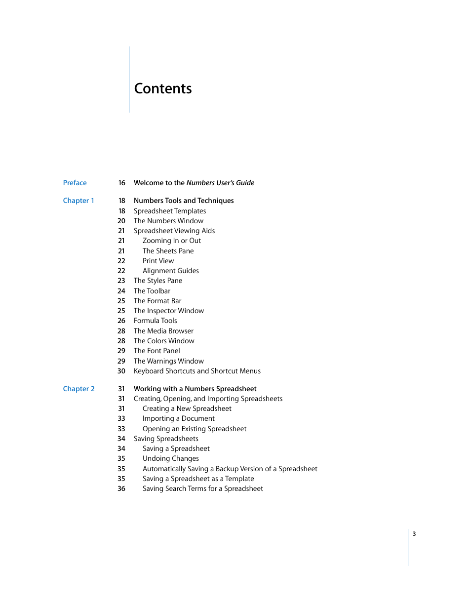 Apple Numbers '08 User Manual | Page 3 / 295