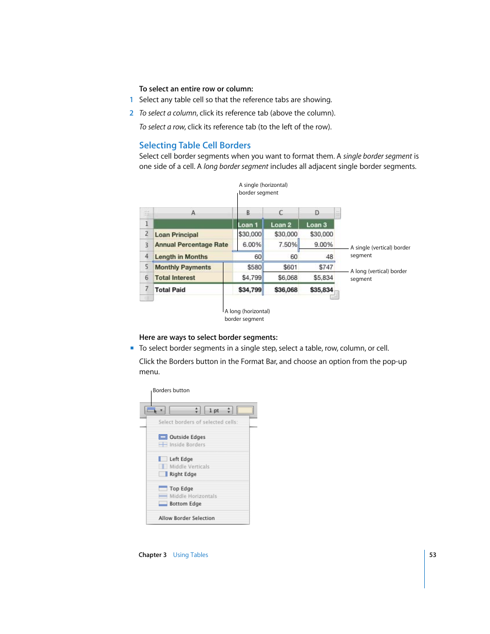 Selecting table cell borders | Apple Numbers '08 User Manual | Page 53 / 295