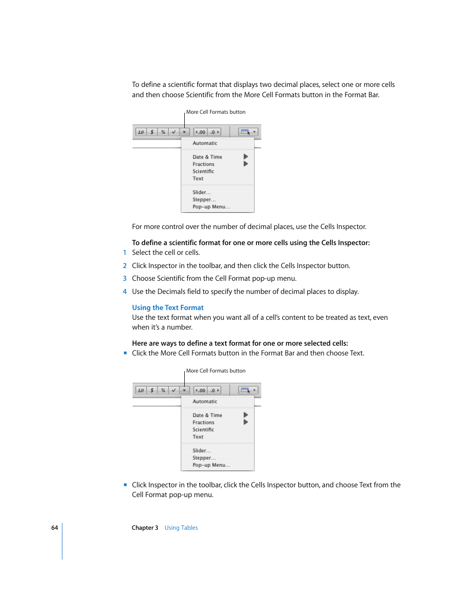 Using the text format | Apple Numbers '08 User Manual | Page 64 / 295