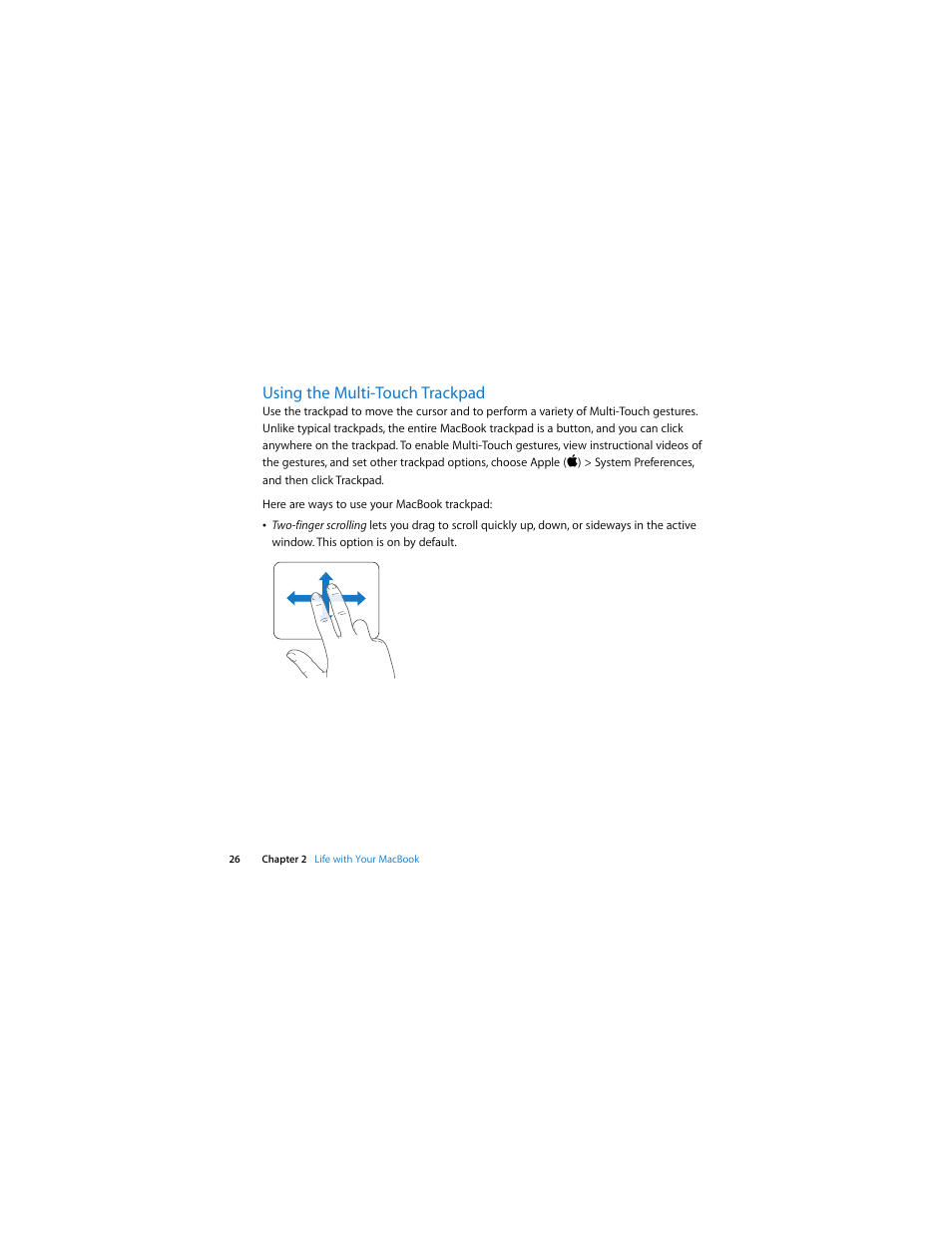 Using the multi-touch trackpad | Apple MacBook (13-inch, Late 2009) User Manual | Page 26 / 88