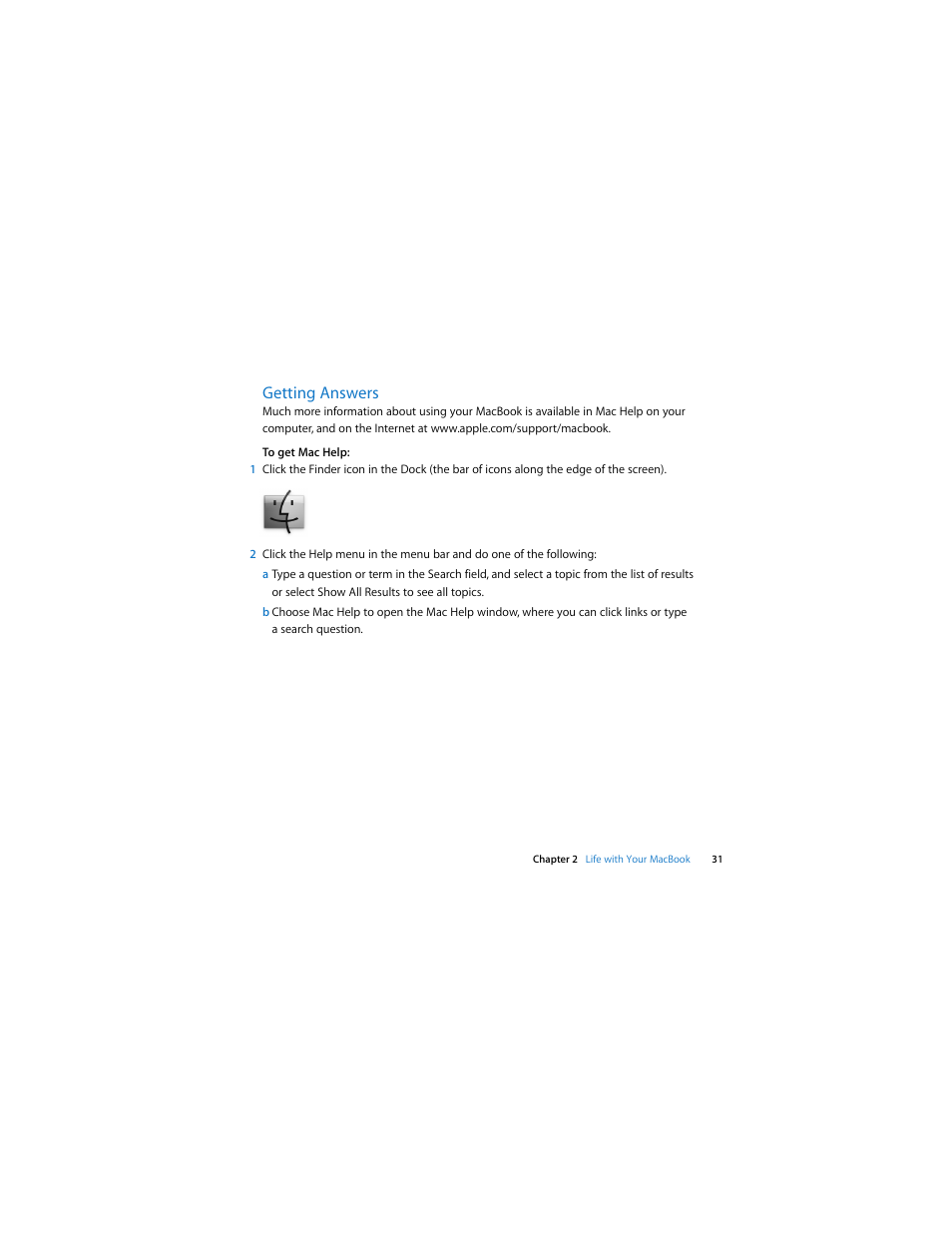 Getting answers | Apple MacBook (13-inch, Late 2009) User Manual | Page 31 / 88