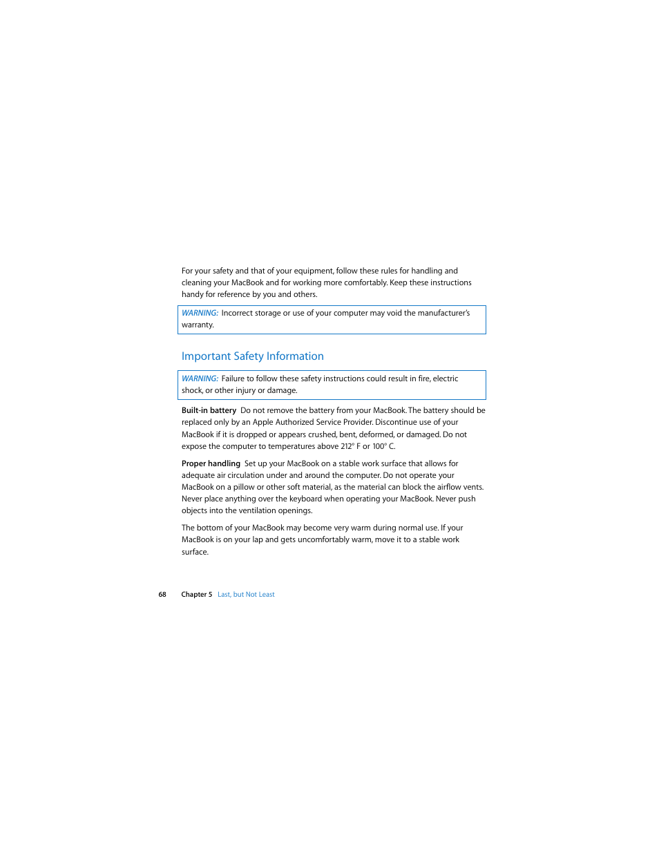 Important safety information | Apple MacBook (13-inch, Late 2009) User Manual | Page 68 / 88