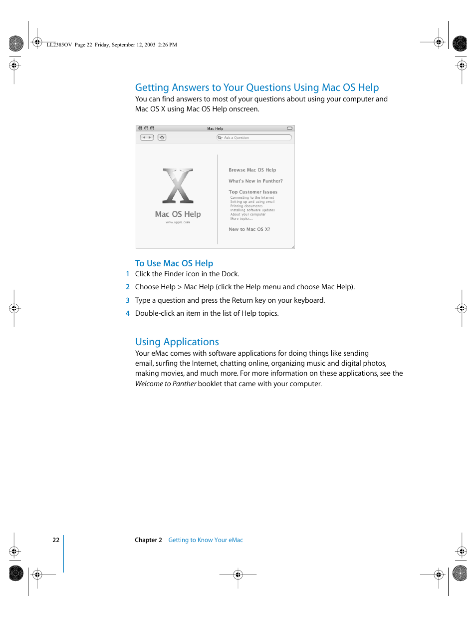 Using applications | Apple eMac User Manual | Page 22 / 80