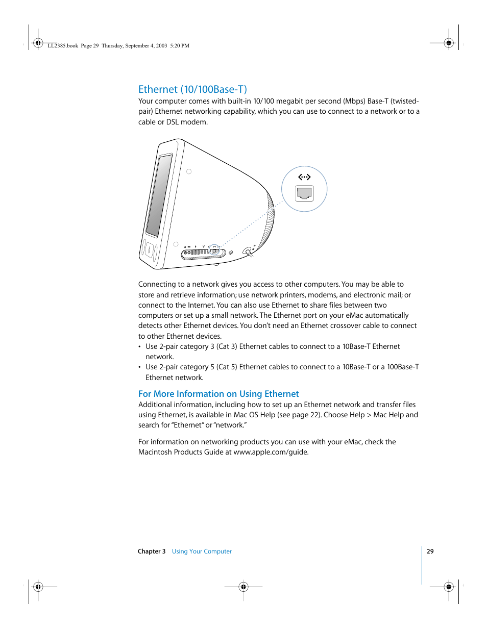 Ethernet (10/100base-t) | Apple eMac User Manual | Page 29 / 80