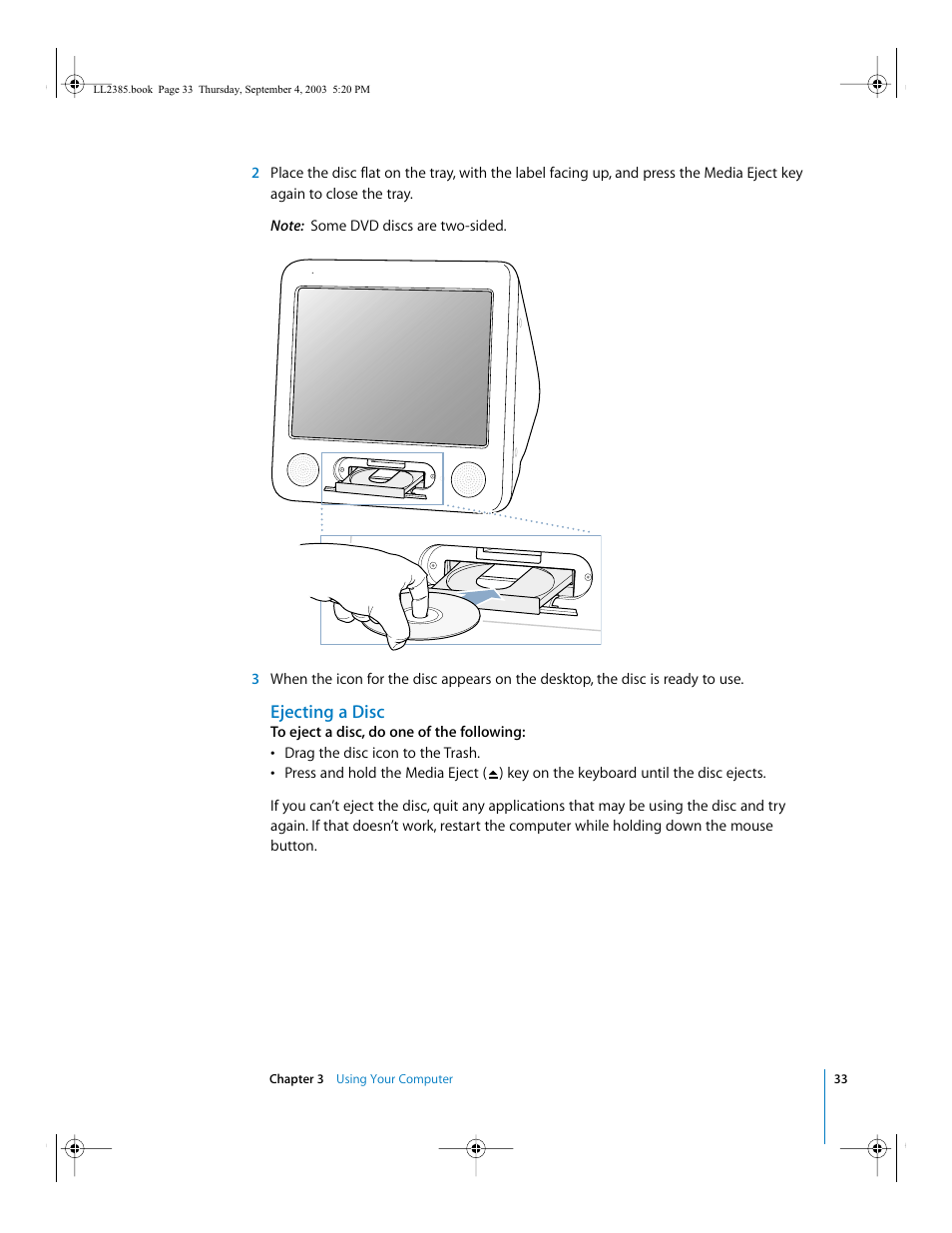 Ejecting a disc | Apple eMac User Manual | Page 33 / 80
