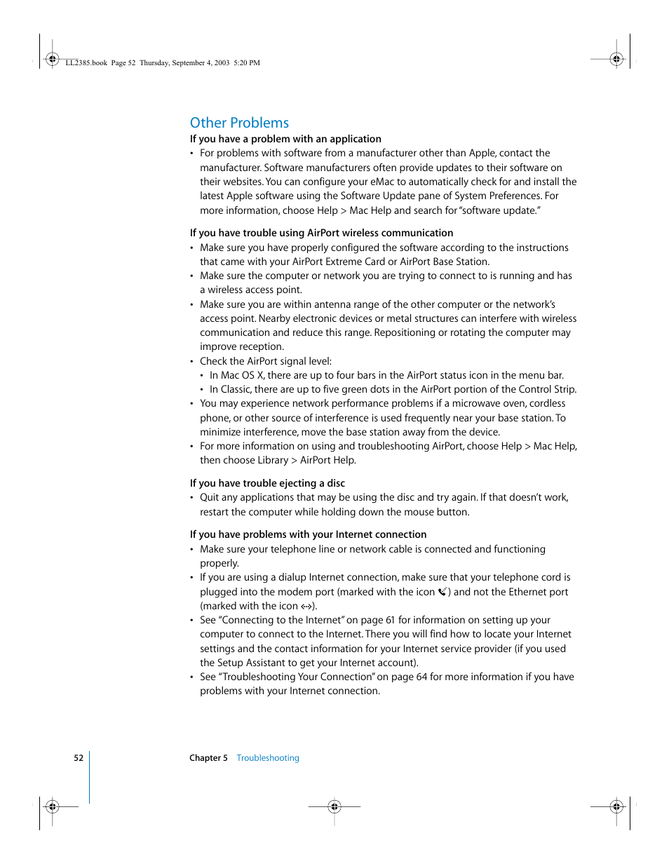 Other problems | Apple eMac User Manual | Page 52 / 80