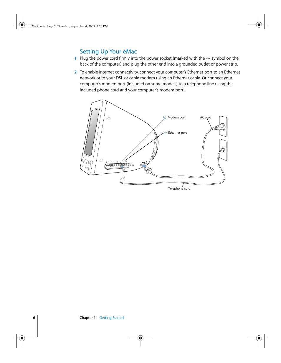 Setting up your emac | Apple eMac User Manual | Page 6 / 80