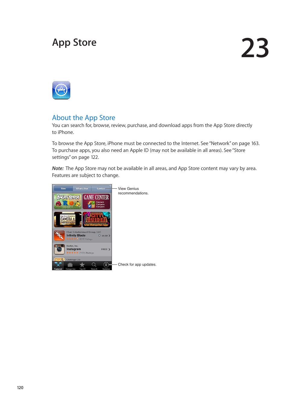 Chapter 23: app store, About the app store, 120 about the app store | App store | Apple iPhone iOS 5.1 User Manual | Page 120 / 179