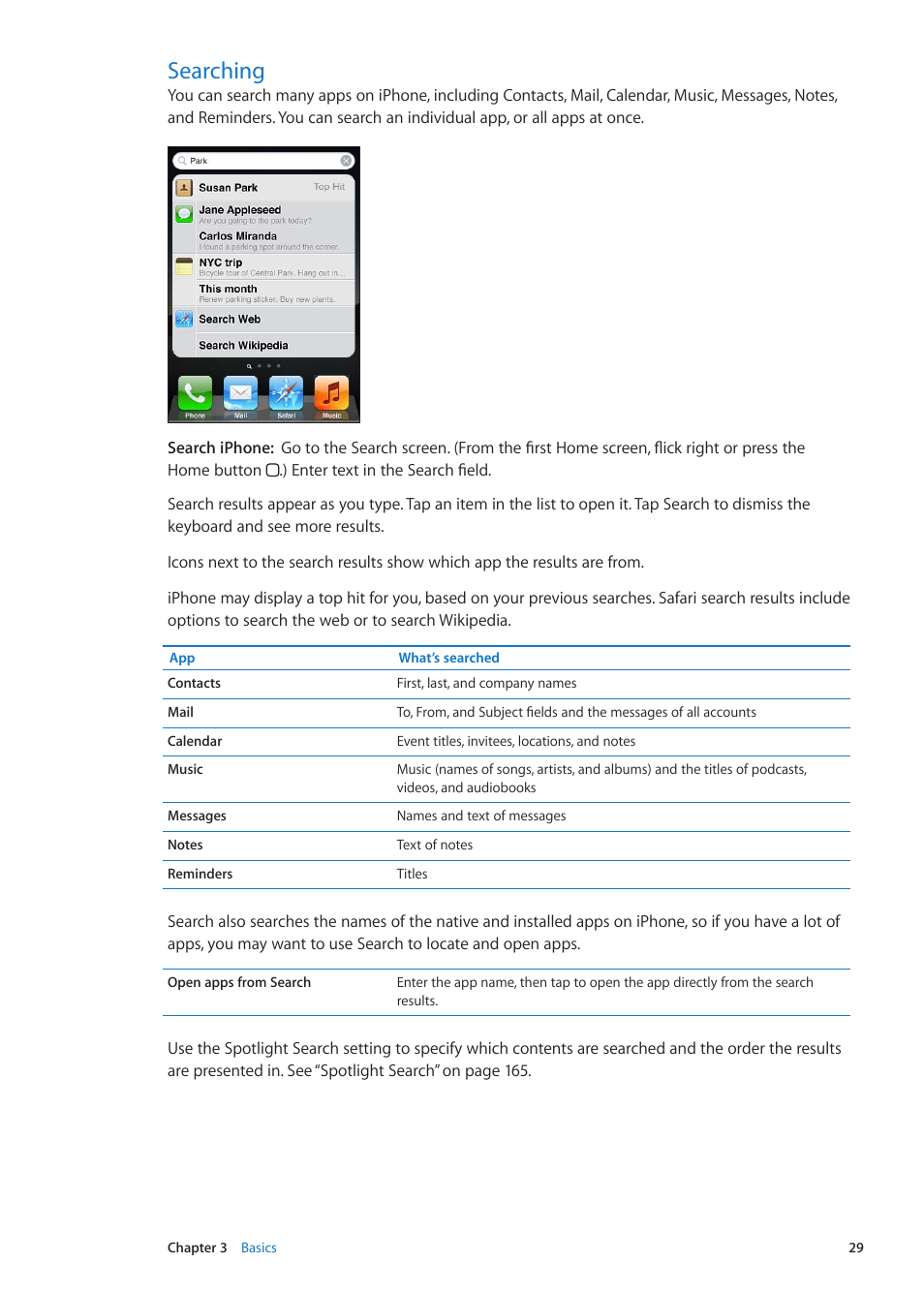 Searching, 29 searching | Apple iPhone iOS 5.1 User Manual | Page 29 / 179