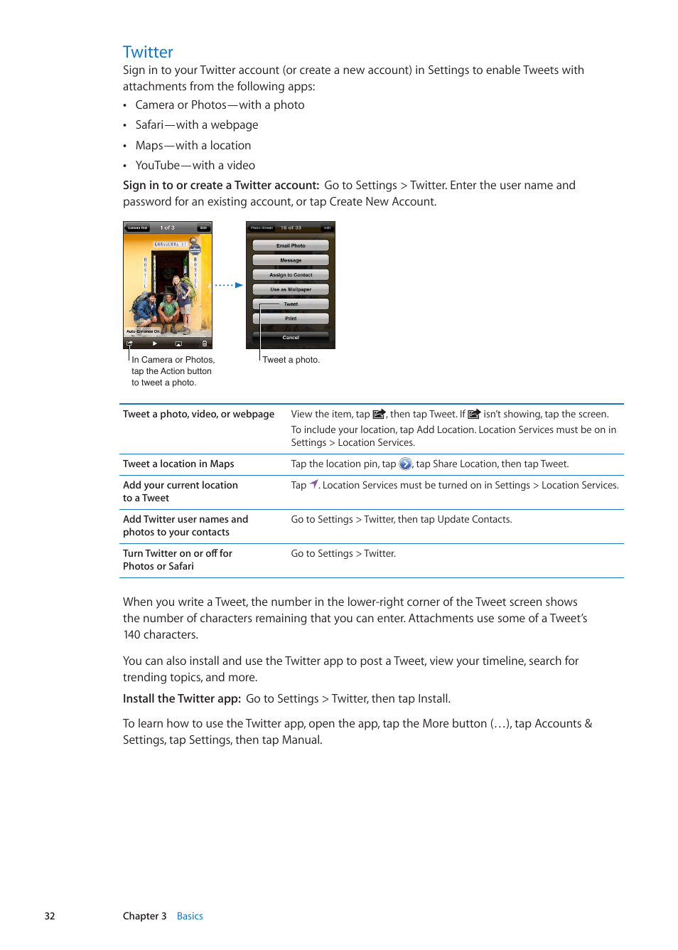 Twitter, 32 twitter | Apple iPhone iOS 5.1 User Manual | Page 32 / 179