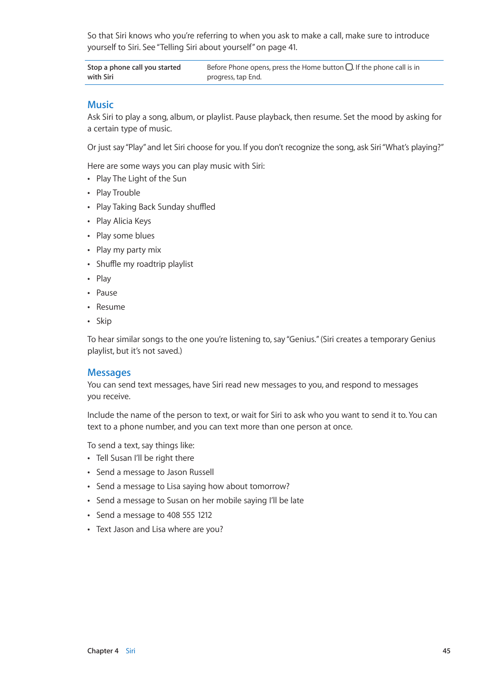 Messages, Music | Apple iPhone iOS 5.1 User Manual | Page 45 / 179