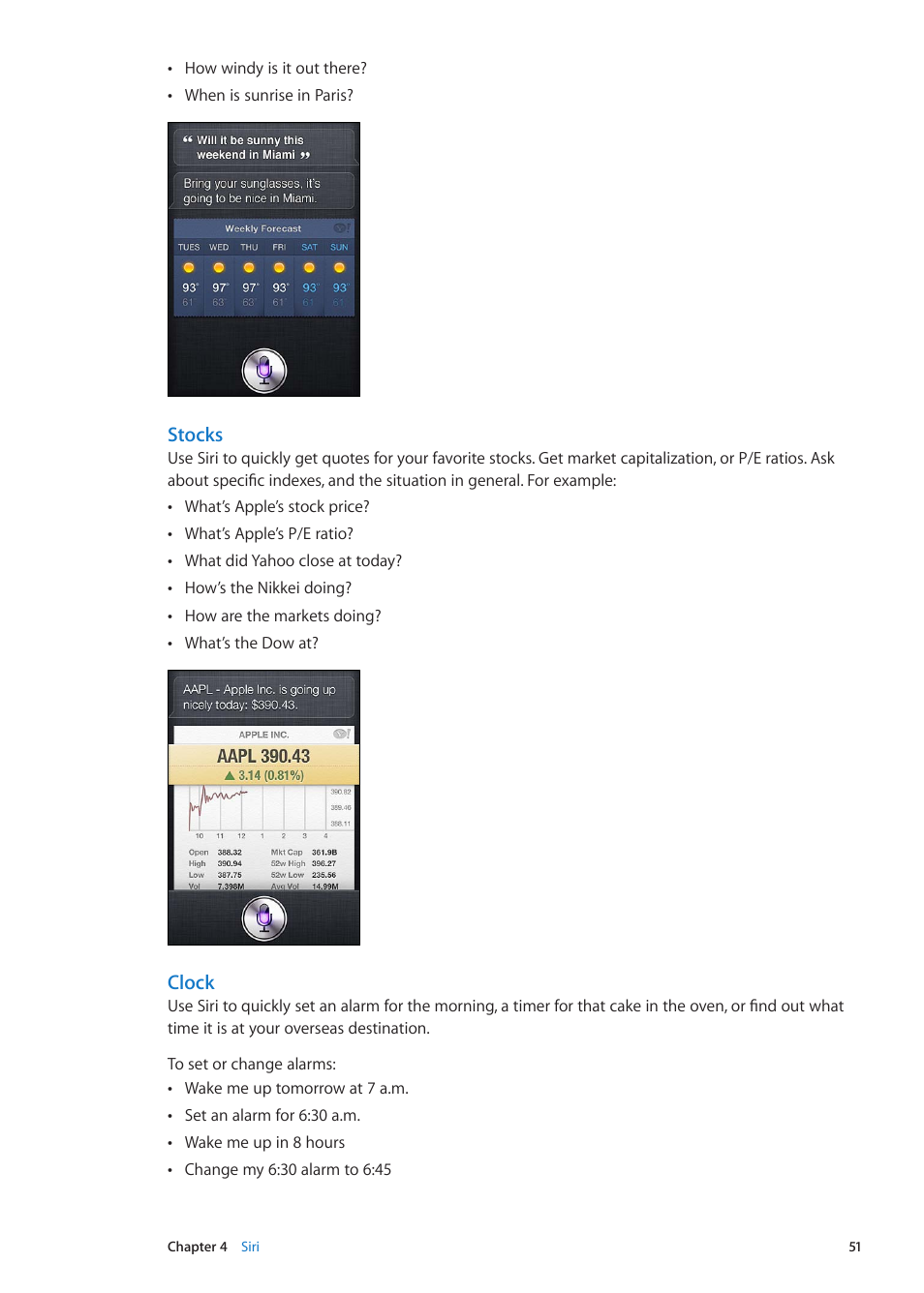 Stocks, Clock | Apple iPhone iOS 5.1 User Manual | Page 51 / 179