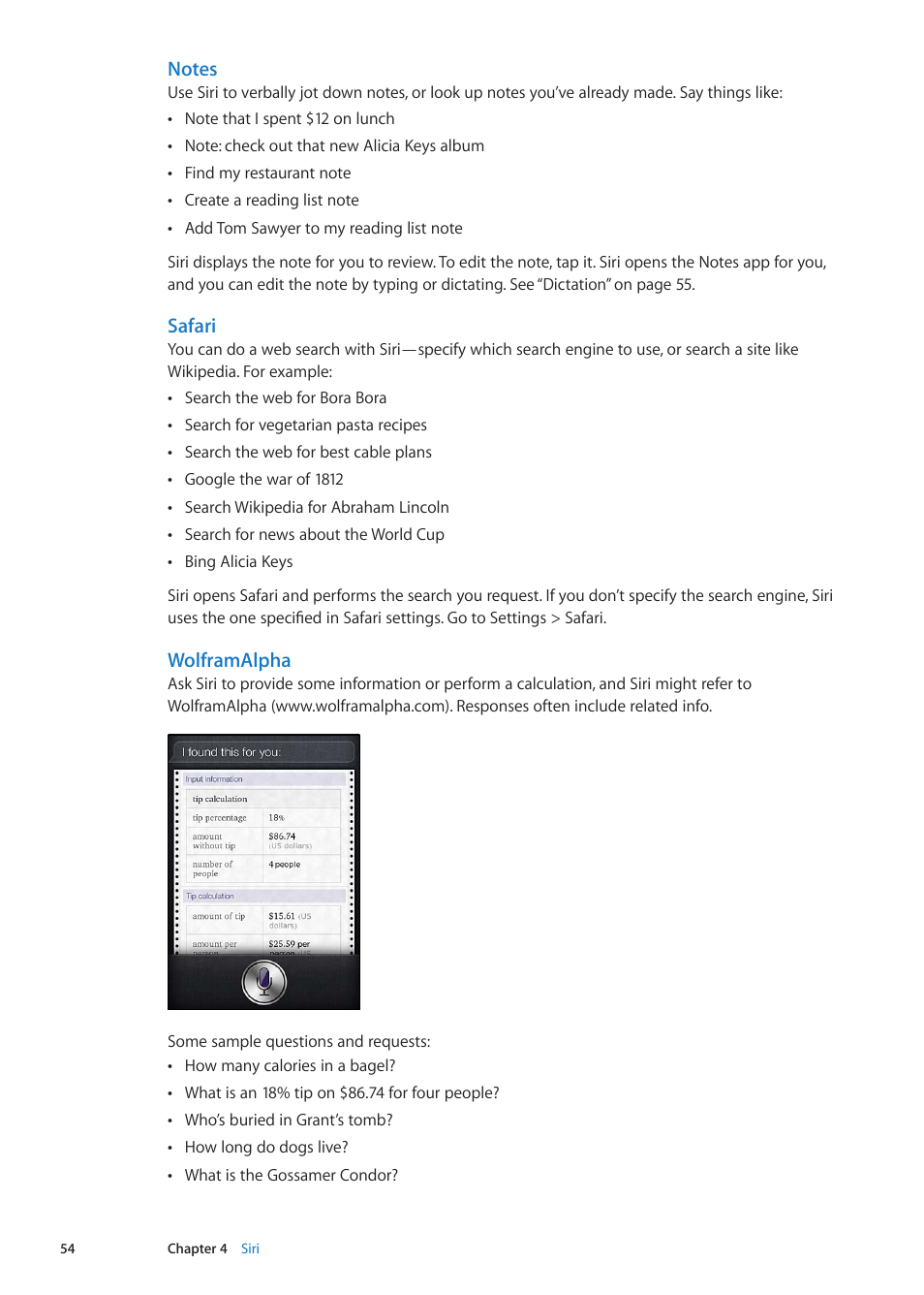 Safari, Wolframalpha | Apple iPhone iOS 5.1 User Manual | Page 54 / 179