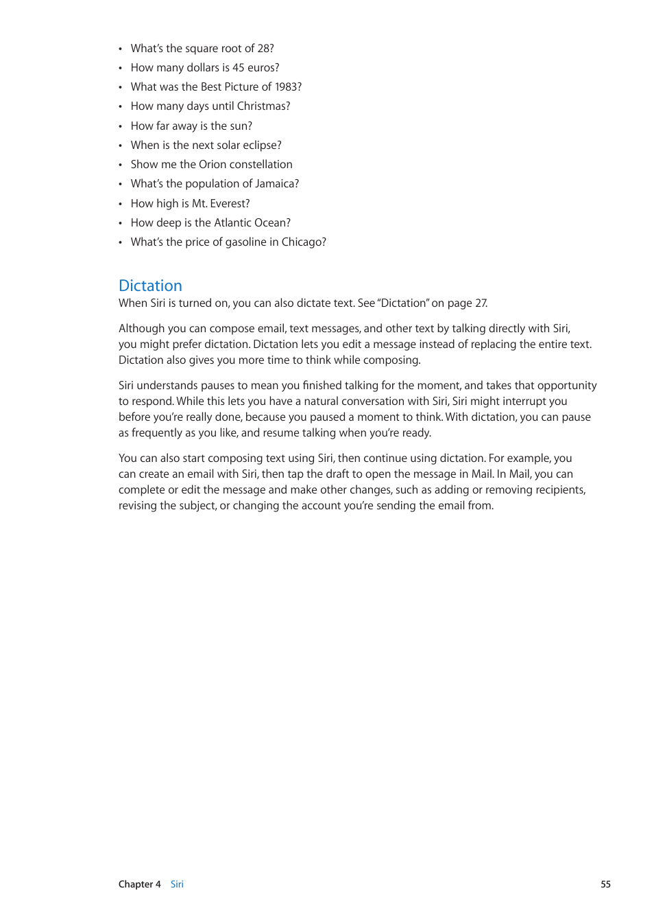 Dictation, 55 dictation | Apple iPhone iOS 5.1 User Manual | Page 55 / 179