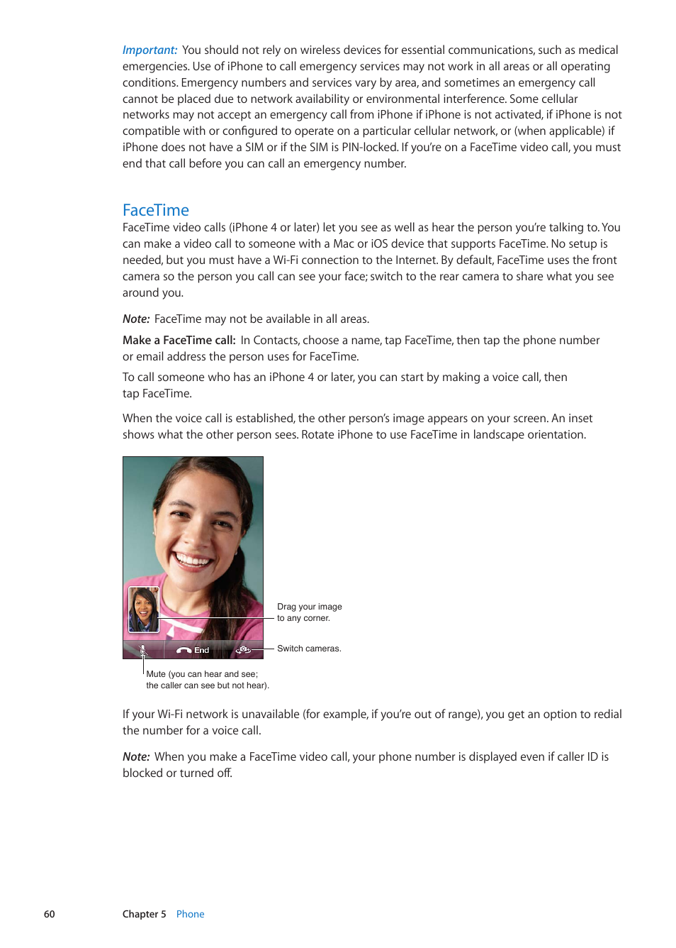 Facetime, 60 facetime | Apple iPhone iOS 5.1 User Manual | Page 60 / 179