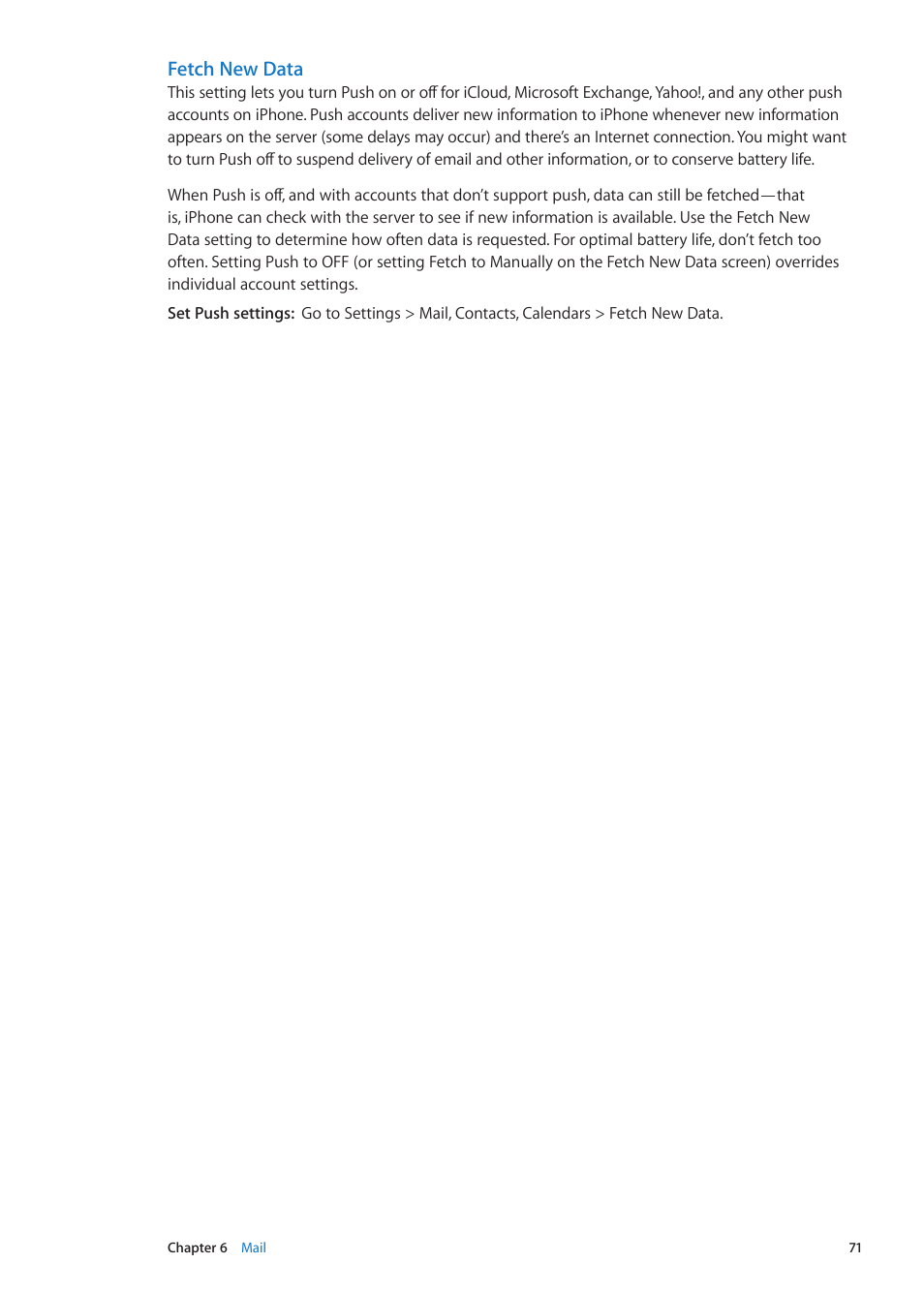 Fetch new data | Apple iPhone iOS 5.1 User Manual | Page 71 / 179