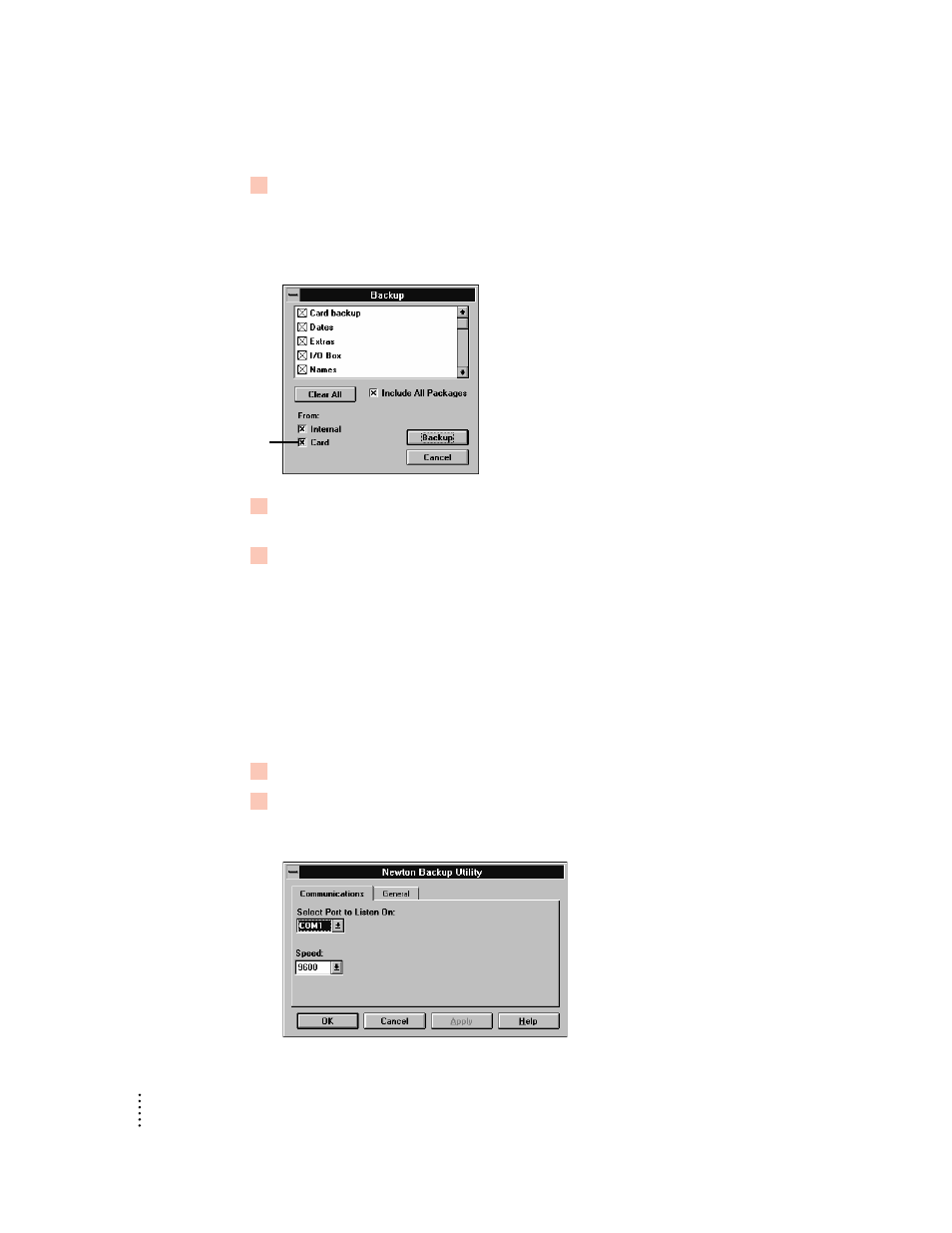 Changing the location of the backups directory | Apple Newton Backup Utility (for Windows) User Manual | Page 20 / 43
