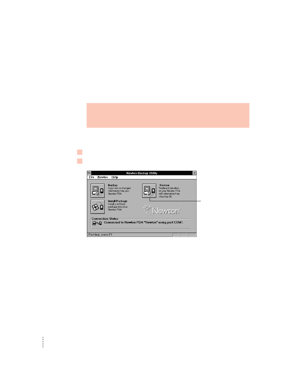 Restoring information and packages | Apple Newton Backup Utility (for Windows) User Manual | Page 22 / 43