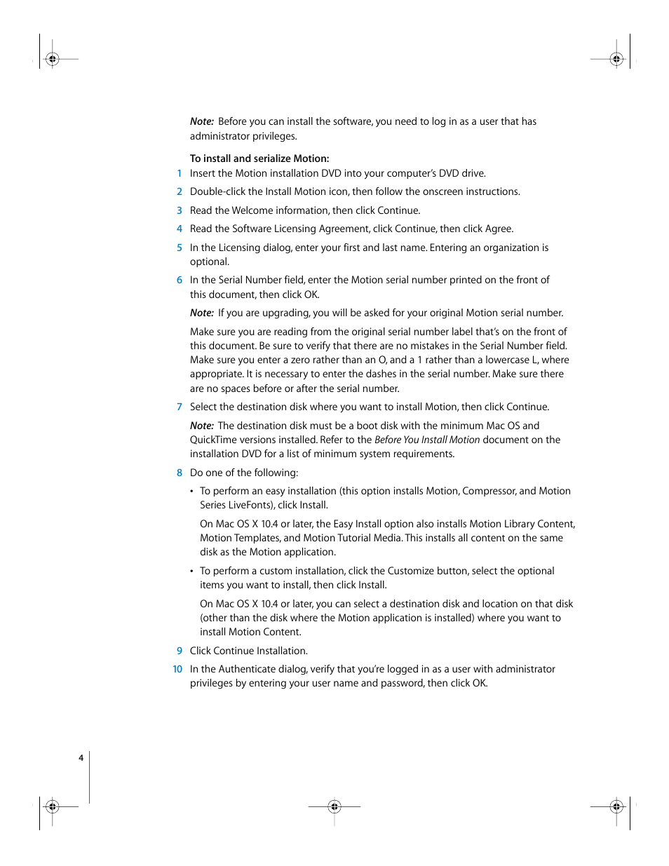 Apple Installing Your Motion 2 Software User Manual | Page 4 / 8
