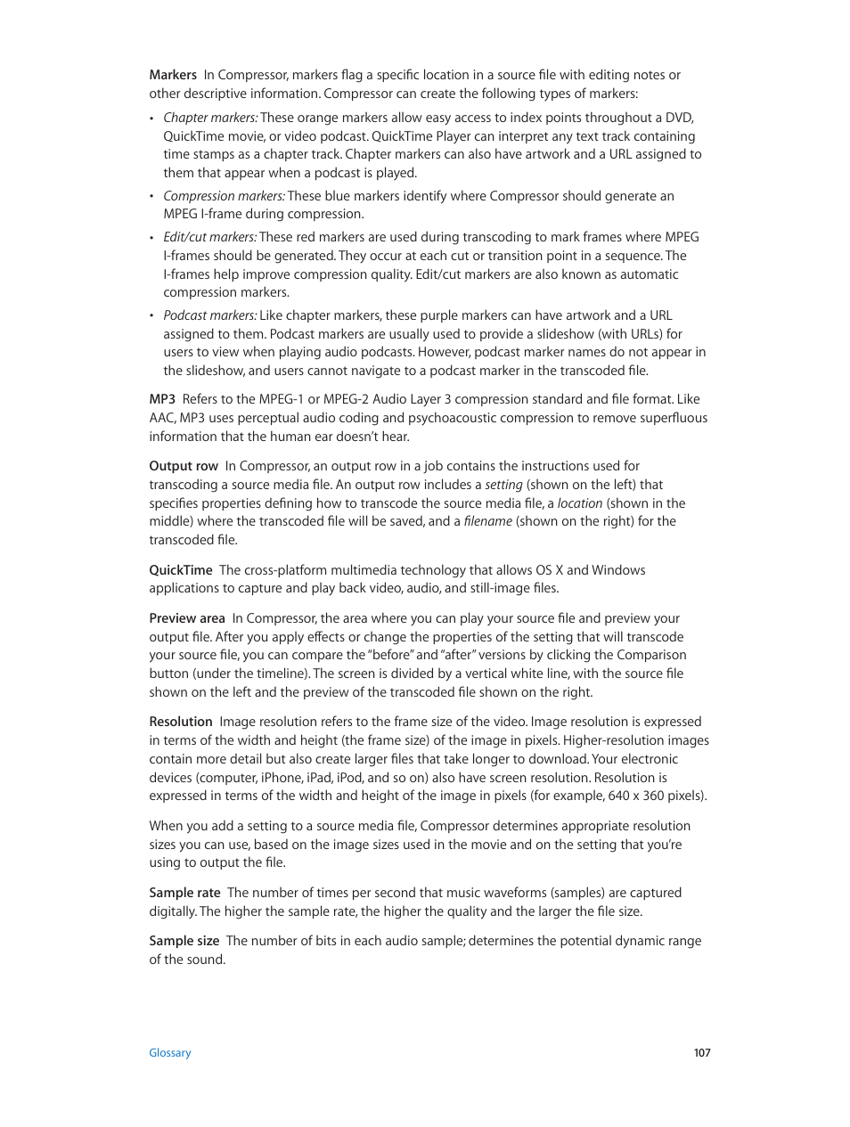 Apple Compressor (4.1.2) User Manual | Page 107 / 108