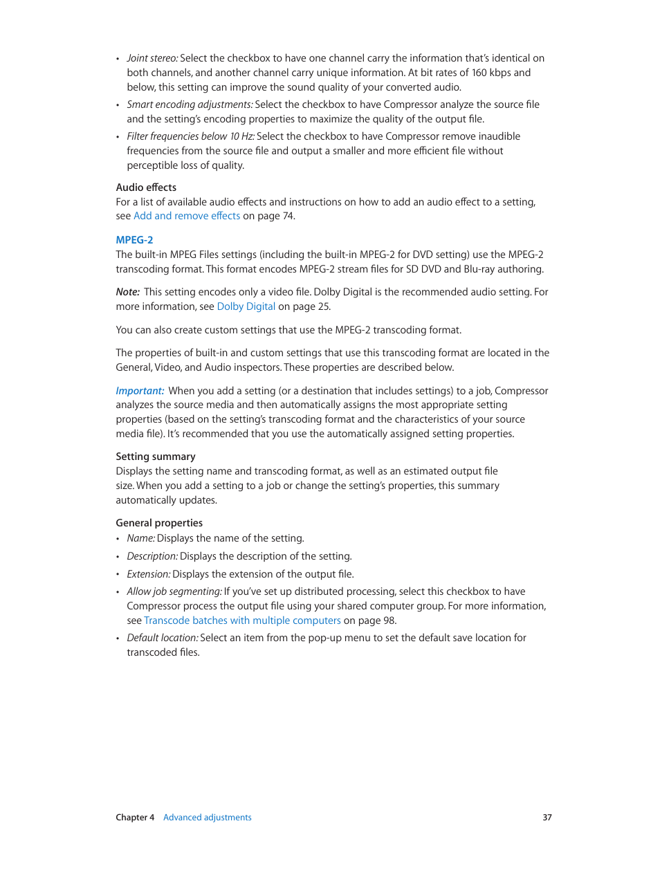 Mpeg-2 | Apple Compressor (4.1.2) User Manual | Page 37 / 108
