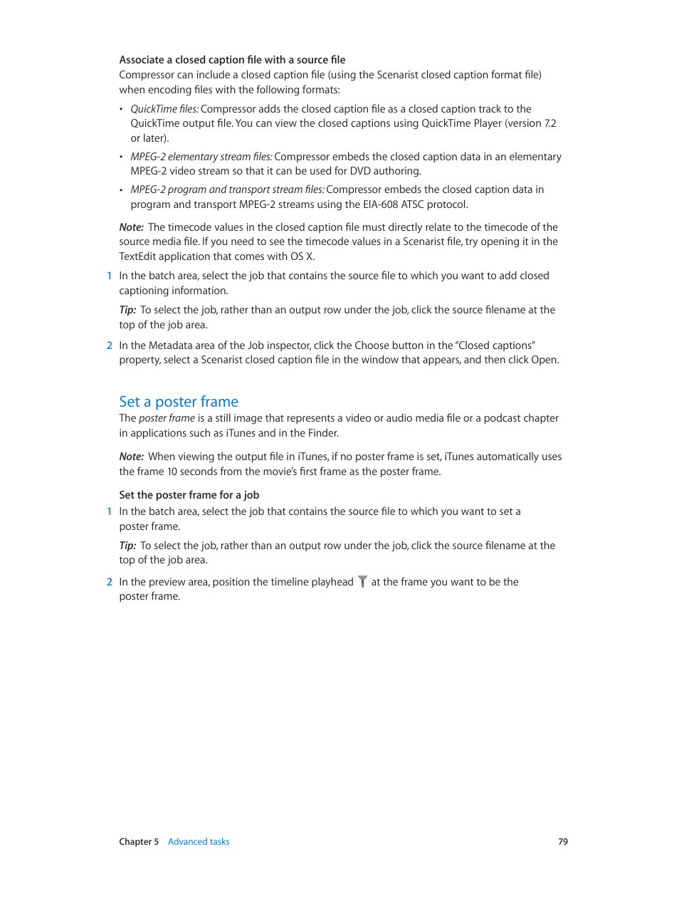 Set a poster frame, 79 set a poster frame | Apple Compressor (4.1.2) User Manual | Page 79 / 108