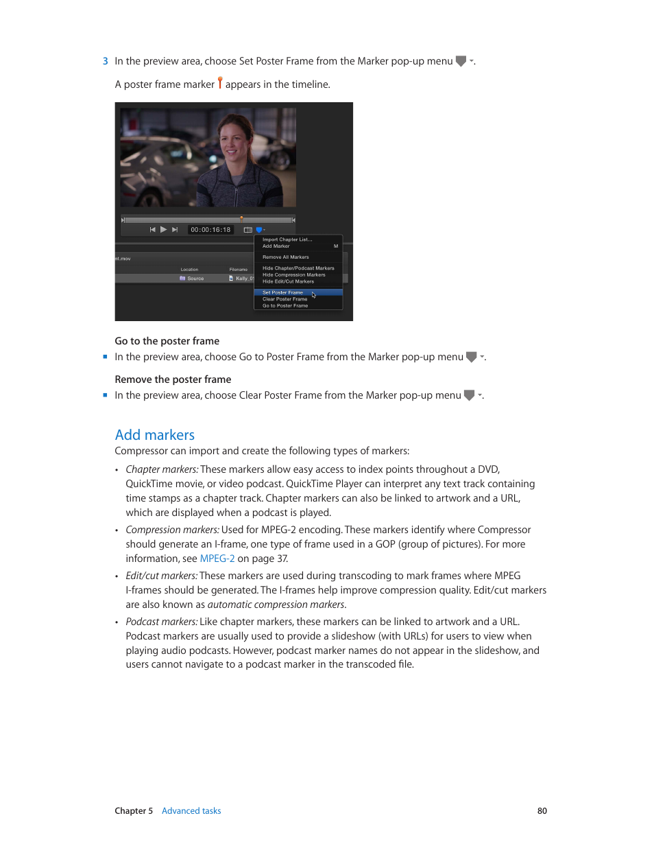 Add markers, 80 add markers, Markers | Apple Compressor (4.1.2) User Manual | Page 80 / 108