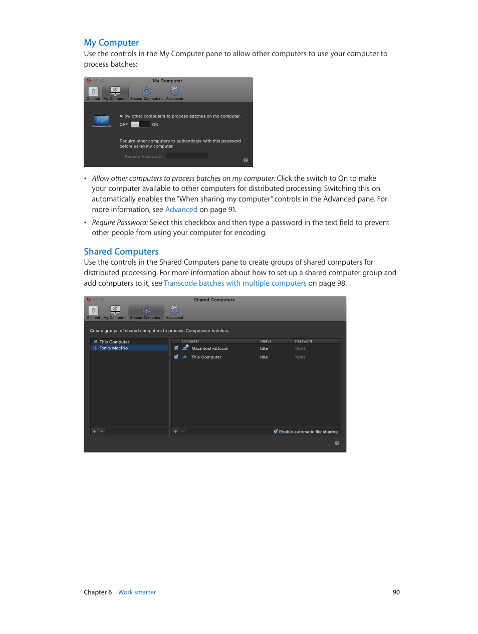 My computer, Shared computers | Apple Compressor (4.1.2) User Manual | Page 90 / 108