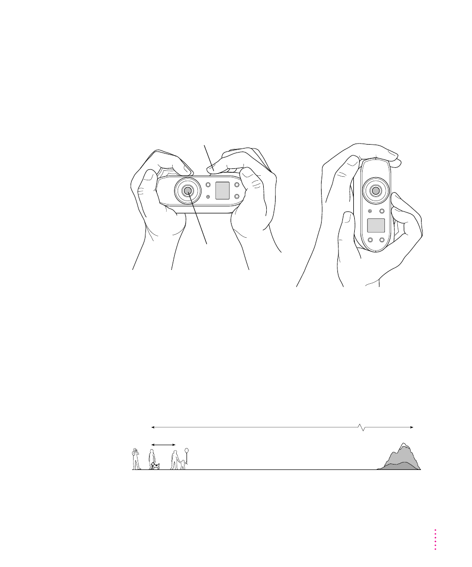 Capturing images 11, Focal range and flash range 11, Capturing images | Focal range and flash range | Apple QuickTake 150 (for Windows) User Manual | Page 19 / 76