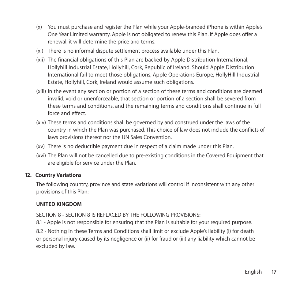 Apple AppleCare Protection Plan for iPhone User Manual | Page 17 / 68