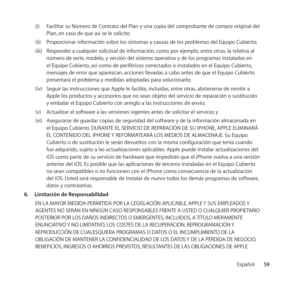 Apple AppleCare Protection Plan for iPhone User Manual | Page 59 / 68