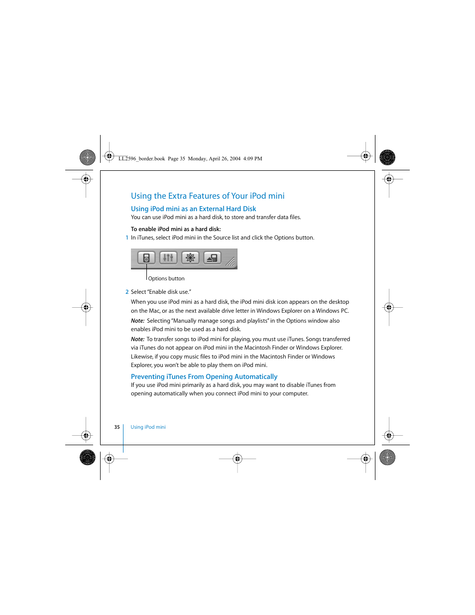 Using the extra features of your ipod mini | Apple iPod mini User Manual | Page 35 / 64