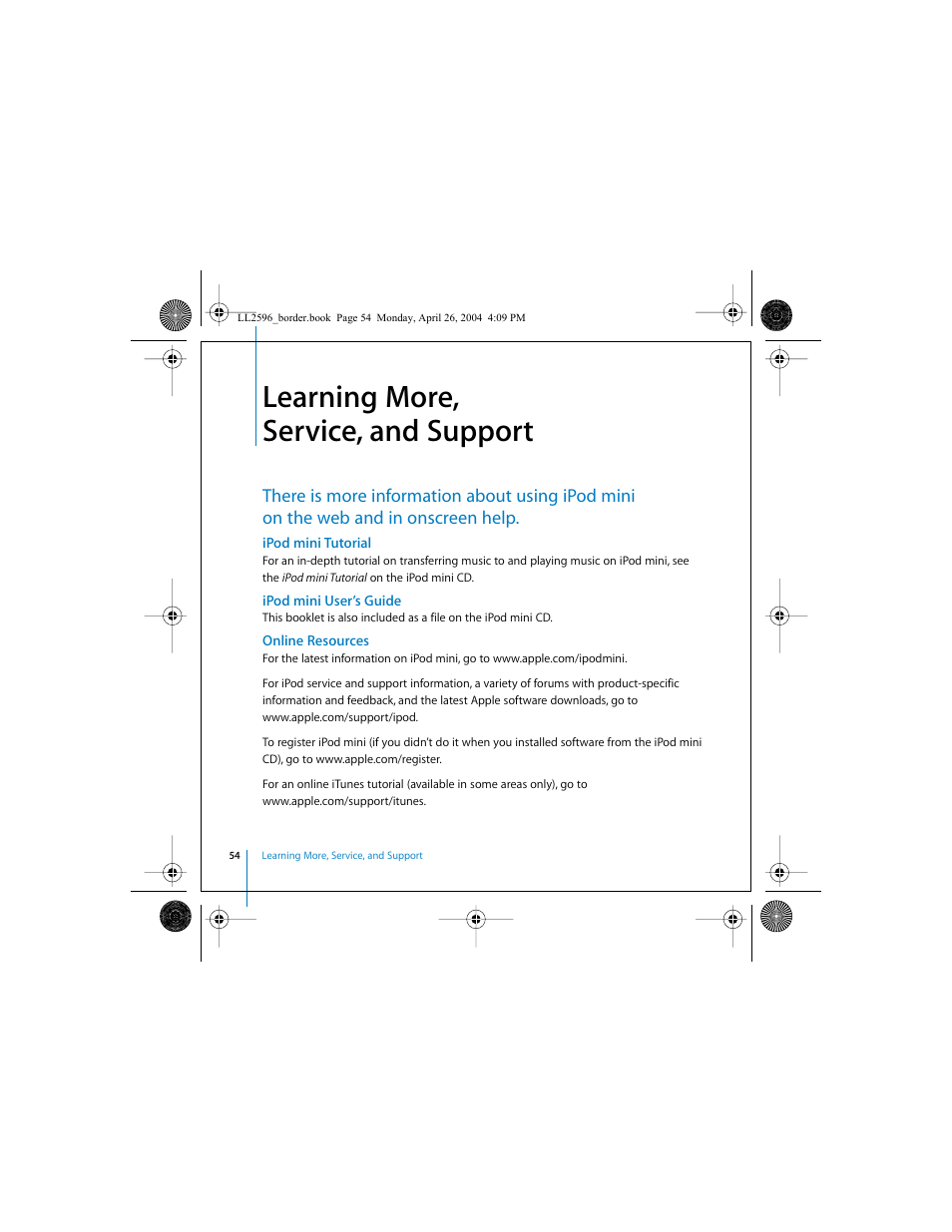 Learning more, service, and support | Apple iPod mini User Manual | Page 54 / 64