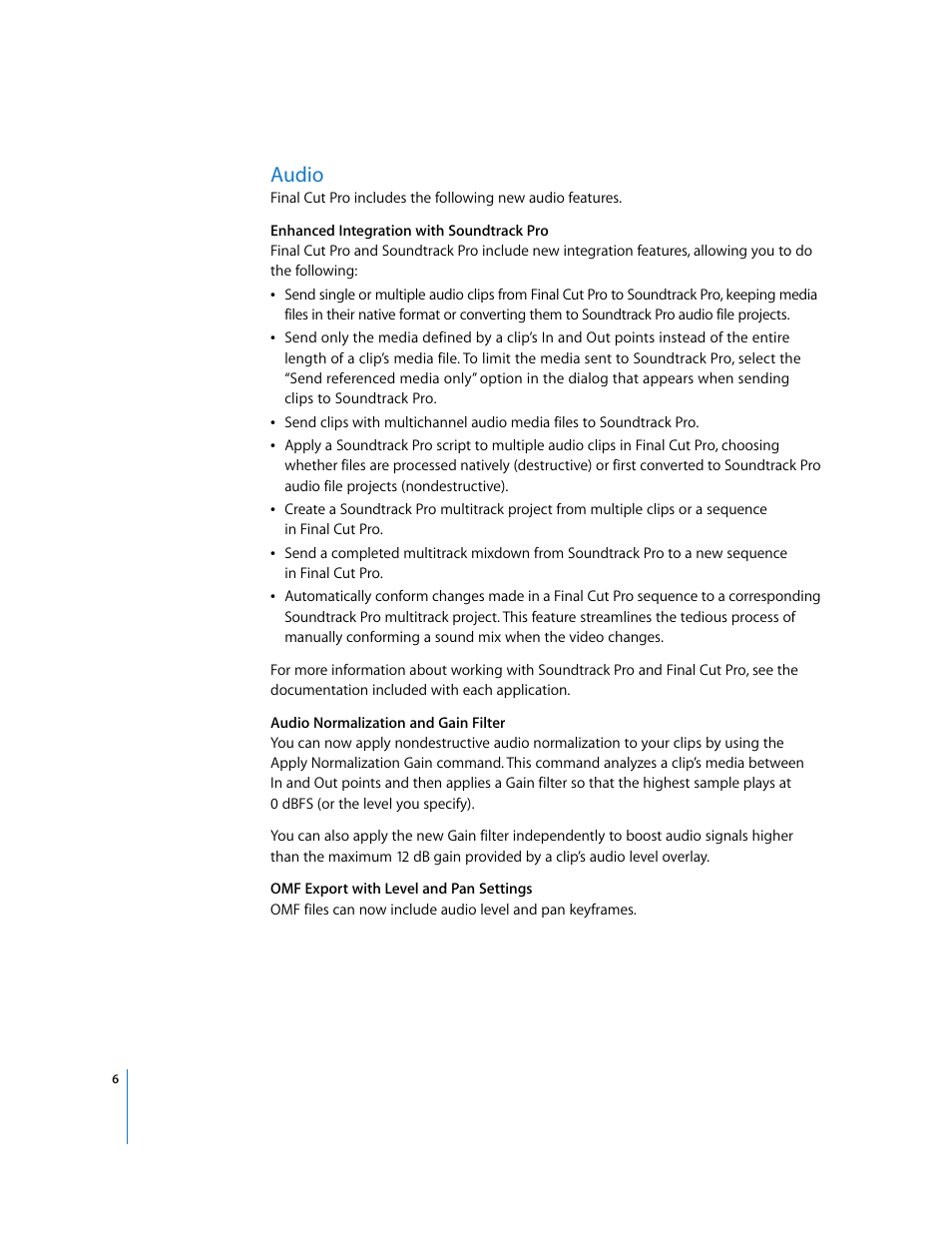 Audio | Apple Final Cut Pro 6: New Features User Manual | Page 6 / 10