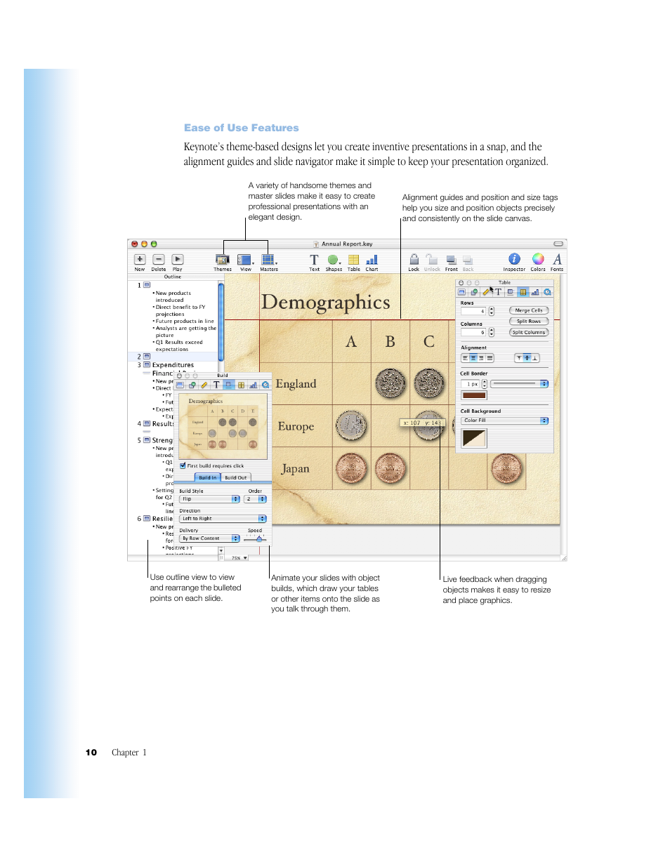 Ease of use features, Ease of use features 10 | Apple Keynote 1 User Manual | Page 11 / 100