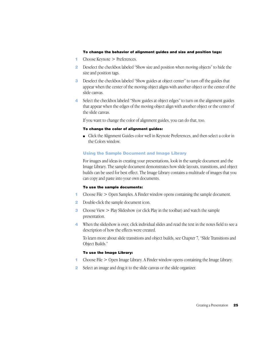 Using the sample document and image library, Using the sample document and image library 25 | Apple Keynote 1 User Manual | Page 26 / 100