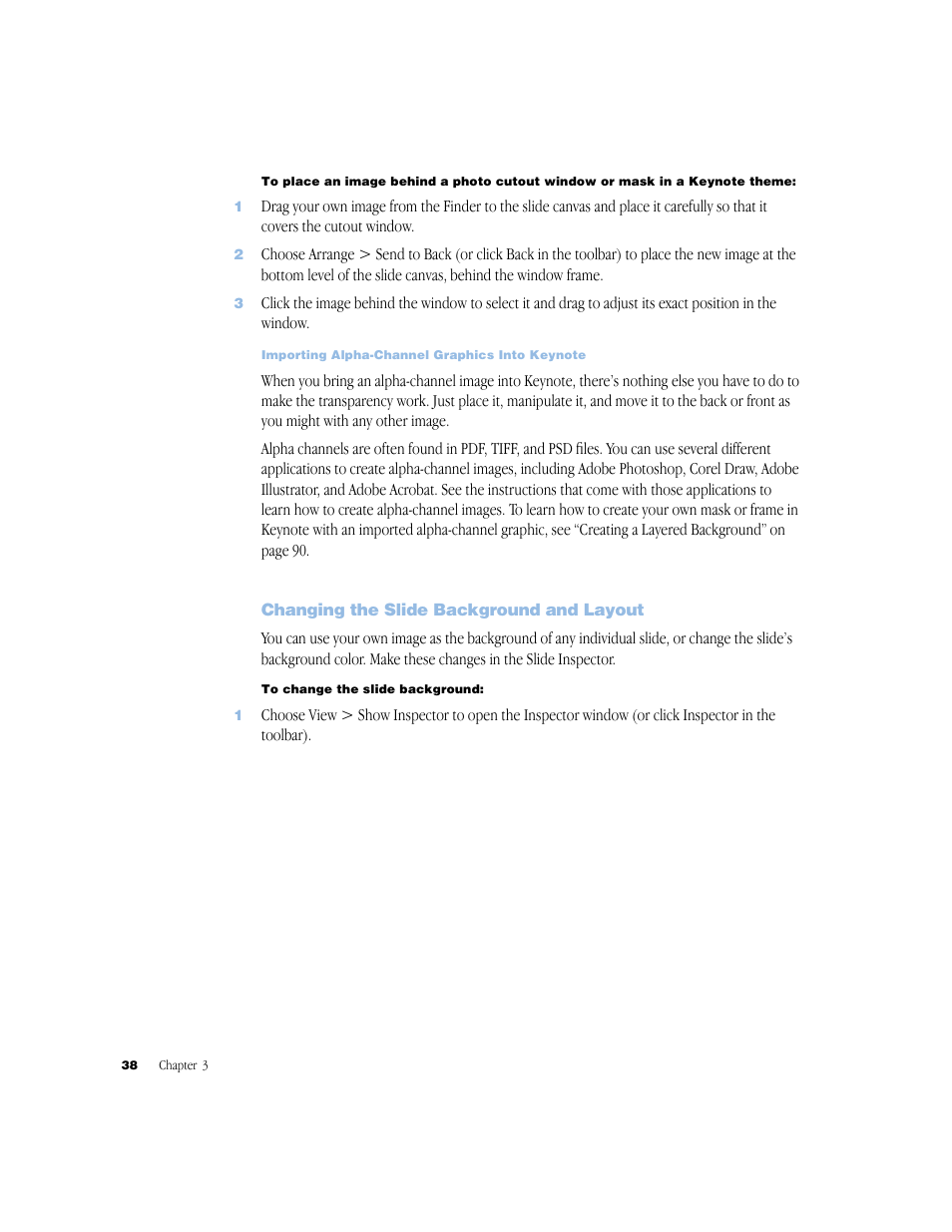 Changing the slide background and layout, Changing the slide background and layout 38 | Apple Keynote 1 User Manual | Page 39 / 100