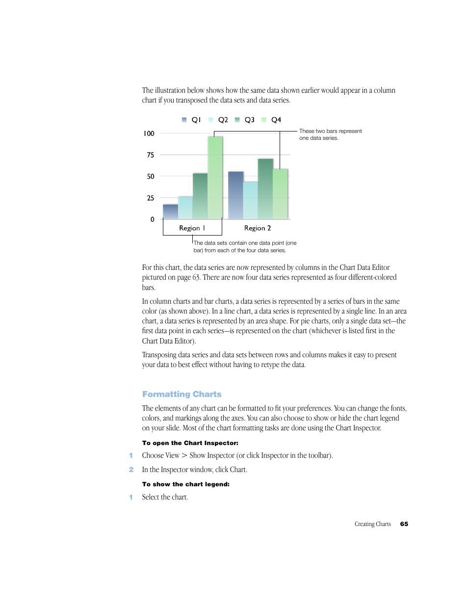 Formatting charts, Formatting charts 65 | Apple Keynote 1 User Manual | Page 66 / 100