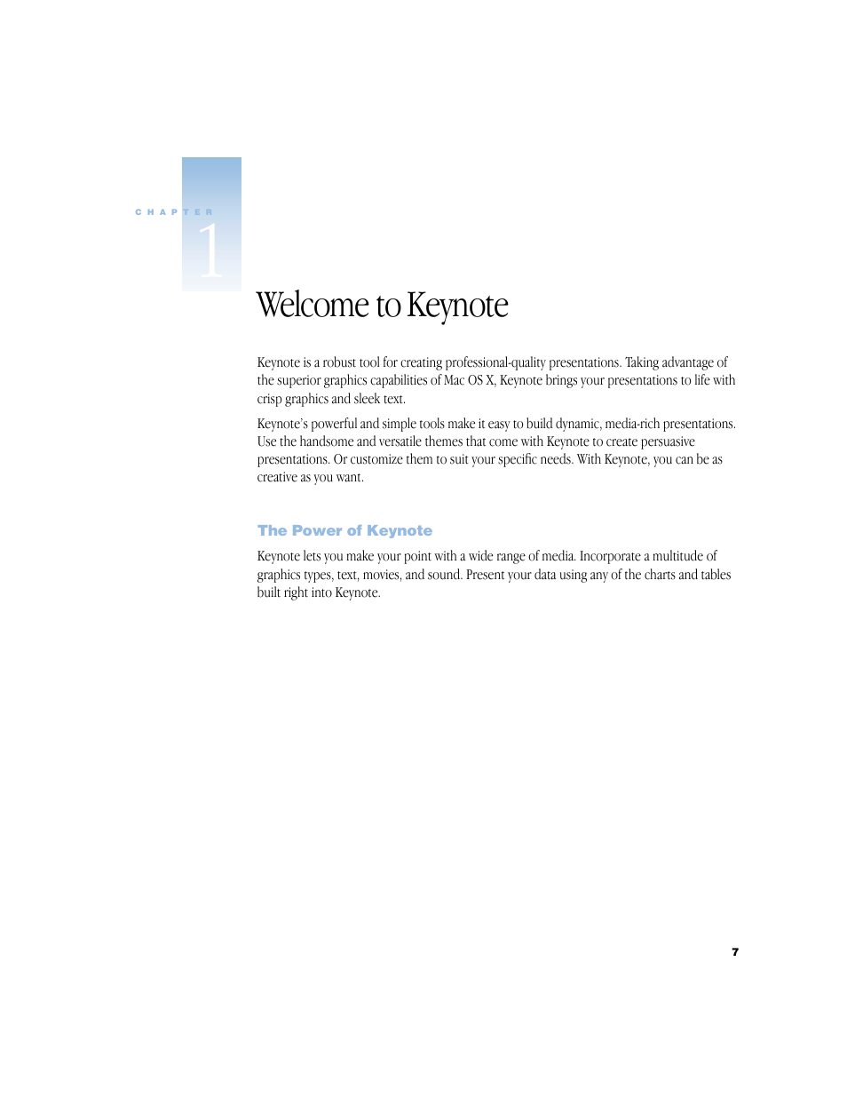 Welcome to keynote, The power of keynote, Welcome to keynote 7 | The power of keynote 7 | Apple Keynote 1 User Manual | Page 8 / 100
