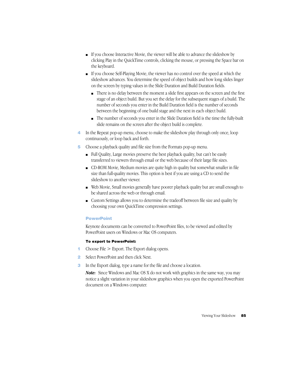 Powerpoint, Powerpoint 85 | Apple Keynote 1 User Manual | Page 86 / 100
