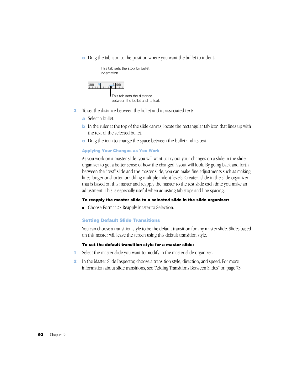 Setting default slide transitions, Setting default slide transitions 92 | Apple Keynote 1 User Manual | Page 93 / 100